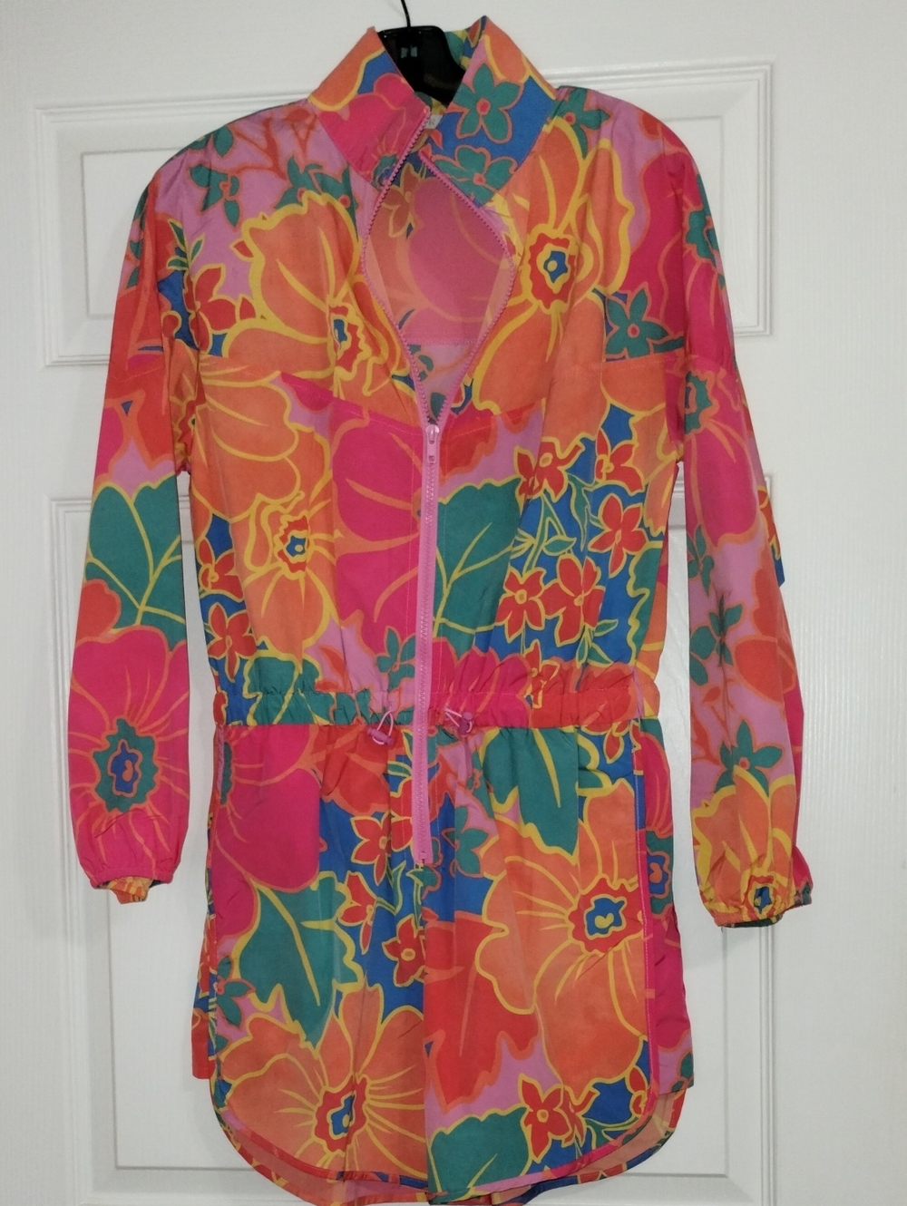 Karlie Floral Jacket Romper with Pink and Orange Accents